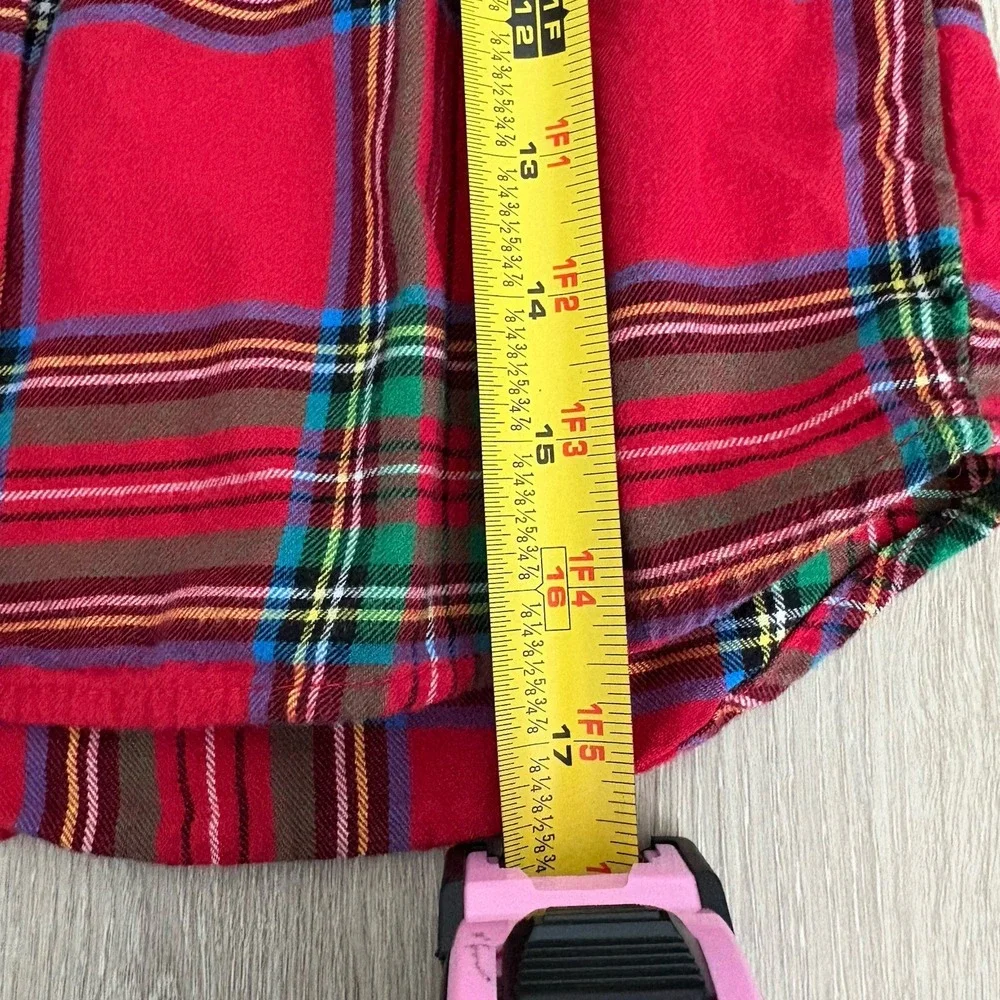 Wondernation Kids Girls Shirt Size 5T Red Plaid Long Sleeve Buttons 100% Cotton